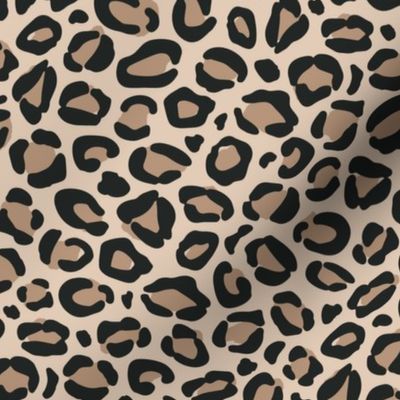 Leopard Print {Brown and Charcoal Black on Neutral Tan} Animal Spots 