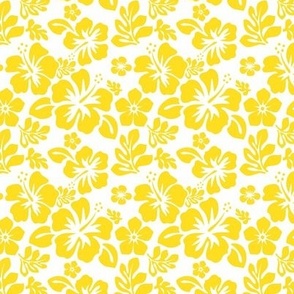 Yellow Hawaiian Flowers on White (Extra Small Scale)