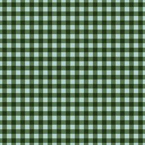 1/4 Inch Green Gingham Check on Robins Egg Blue