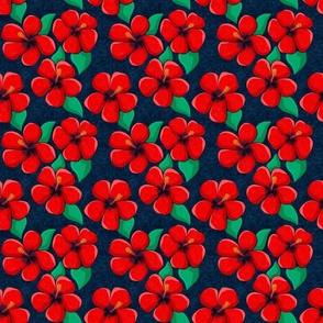 Hibiscus - Red and Navy- large scale