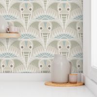 Warm Minimalist Elephants // large // neutral tones, animals, wallpaper
