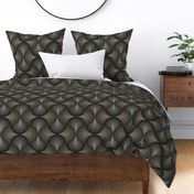 Black and Tan Gradient Geometric Linen Texture Basket Weave Retro Overlap Curves  Medium Scale