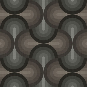 Black and Tan Gradient Geometric Linen Texture Basket Weave Retro Overlap Curves  Medium Scale