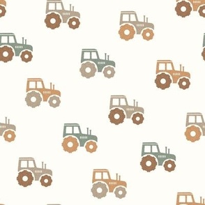 Baby boy, tractors, boho neutral 