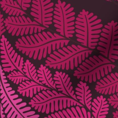 forest fern damask in tonal fuchsia pink jumbo wallpaper scale 24 by Pippa Shaw