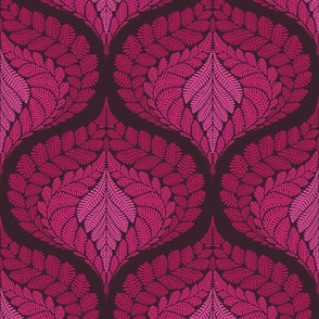 forest fern damask in tonal fuchsia pink large wallpaper scale 12 by Pippa Shaw