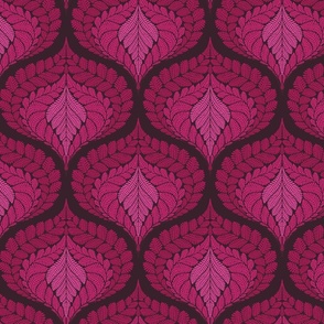 forest fern damask in tonal fuchsia pink medium large wallpaper scale 8 by Pippa Shaw