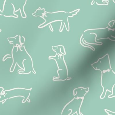 Playful Dog Outlines in Celadon Green (Large)