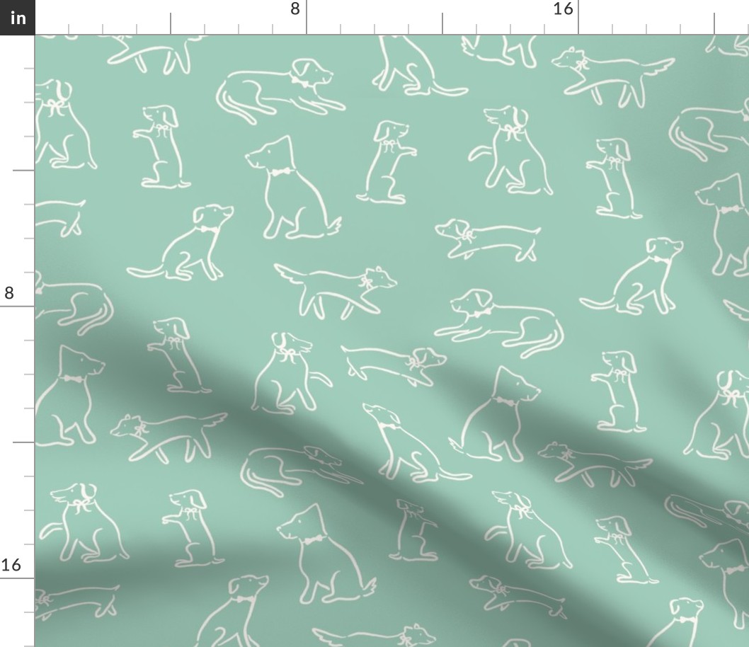 Playful Dog Outlines in Celadon Green (Large)