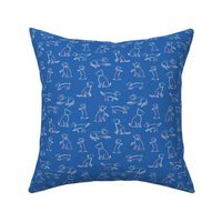 Playful Dog Outlines in Bright Blue Multicolor (Small)