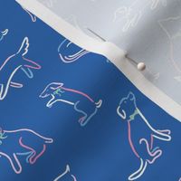 Playful Dog Outlines in Bright Blue Multicolor (Small)