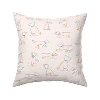Playful Dog Outlines in Cream Multicolor (Large)