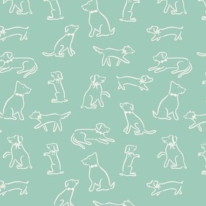Playful Dog Outlines in Celadon Green (Small)