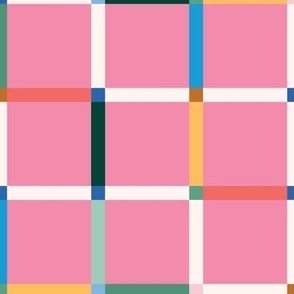 Multicolor Grid in Bright Pink (Large)