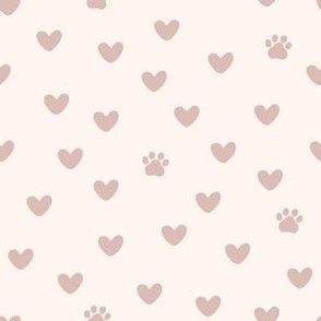 Paw Prints and Hearts in Neutral Greige