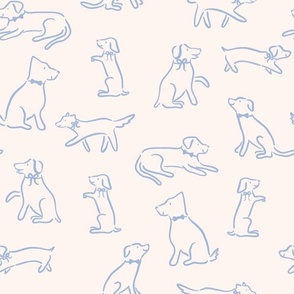 Playful Dog Outlines in Muted Light Blue on Cream (Large)