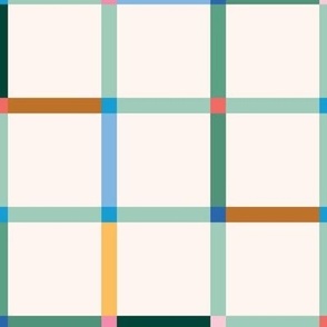 Multicolor Grid in Cream and Green (Large)