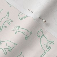 Playful Dog Outlines in Celadon Green on Cream (Small)