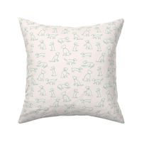 Playful Dog Outlines in Celadon Green on Cream (Small)