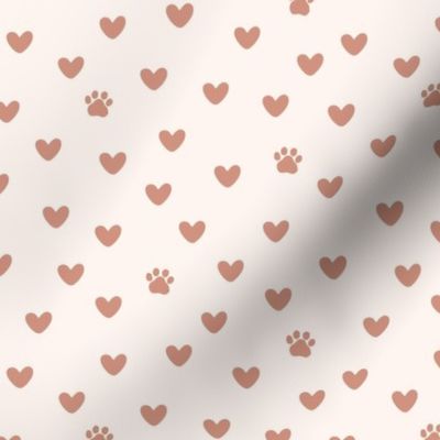 Paw Prints and Hearts in Cafe Latte Tan