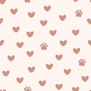 Paw Prints and Hearts in Cafe Latte Tan