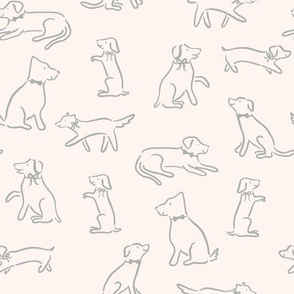 Playful Dog Outlines in Cool Gray on Cream (Large)