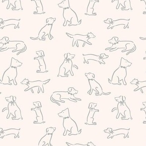 Playful Dog Outlines in Cool Gray on Cream (Small)