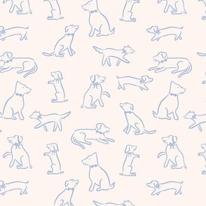 Playful Dog Outlines in Muted Light Blue on Cream (Small)