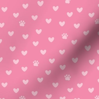 Paw Prints and Hearts in Pink