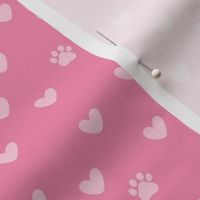 Paw Prints and Hearts in Pink