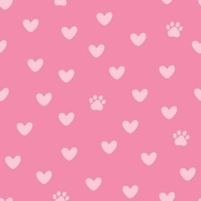Paw Prints and Hearts in Pink
