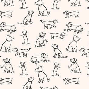 Playful Dog Outlines in Black on Cream (Small)