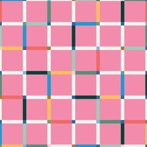 Multicolor Grid in Bright Pink (Small)