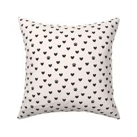 Paw Prints and Hearts in Black and White