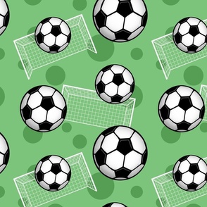Soccer Balls and Goals Green - Medium Scale