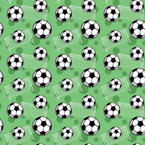 Soccer Balls and Goals Green - Small Scale