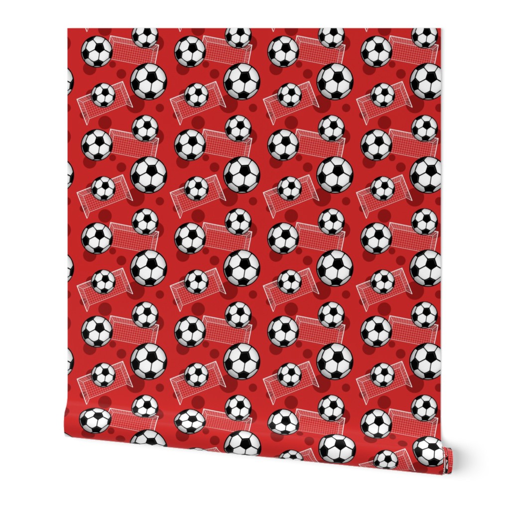 Soccer Balls and Goals Red - Medium Scale