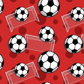 Soccer Balls and Goals Red - Medium Scale