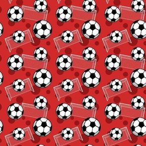 Soccer Balls and Goals Red - Small Scale