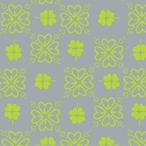 Heart Medallion Shamrock Checks in Lime in Large Scale
