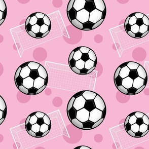 Soccer Balls and Goals Pink - Medium Scale