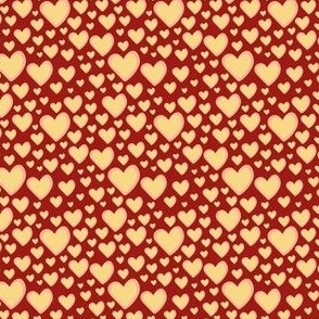 Teeny Love Hearts Tiny Patterns Yellow on Red