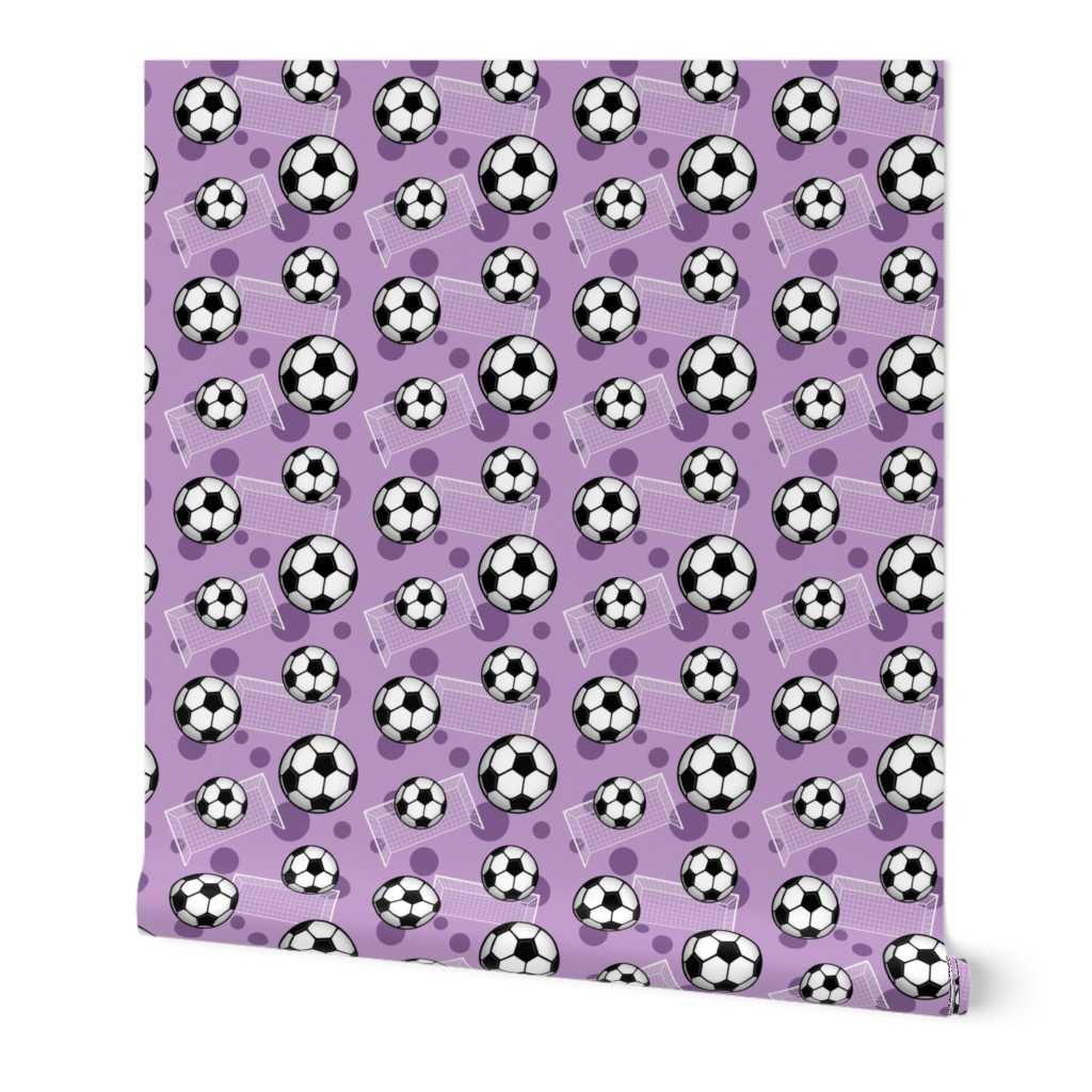 Soccer Balls and Goals Purple - Medium Scale