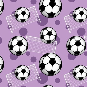 Soccer Balls and Goals Purple - Medium Scale