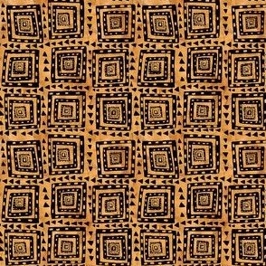 Tribal Squares, gold, small. From Africa