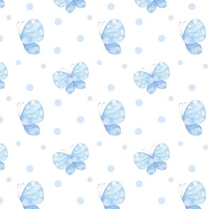 Blue Butterfly Polka Dots