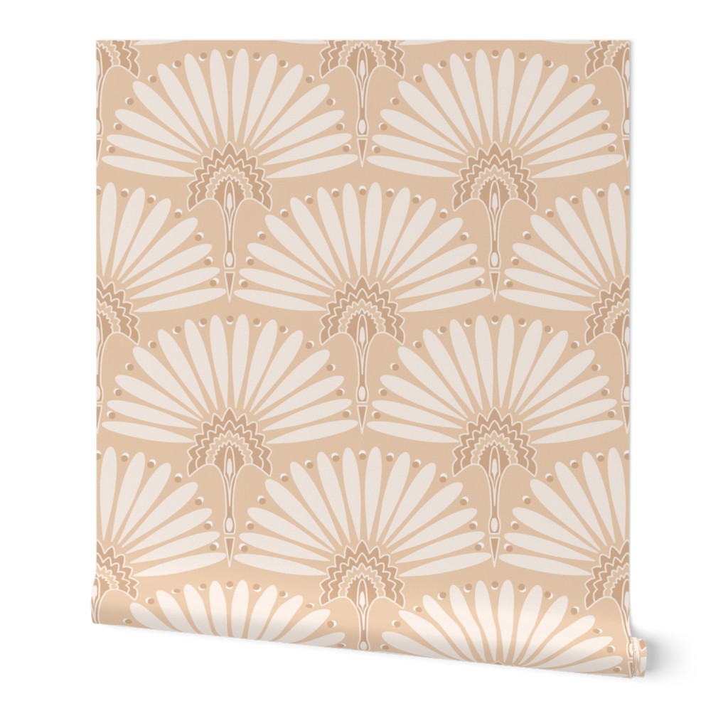 Art Deco Flowers - Warm minimalism - Neutral beige off-white