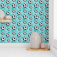 Soccer Balls and Goals Teal - Medium Scale