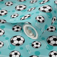 Soccer Balls and Goals Teal - Small Scale