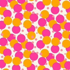 Bright Polka Dots Pink and Yellow Med